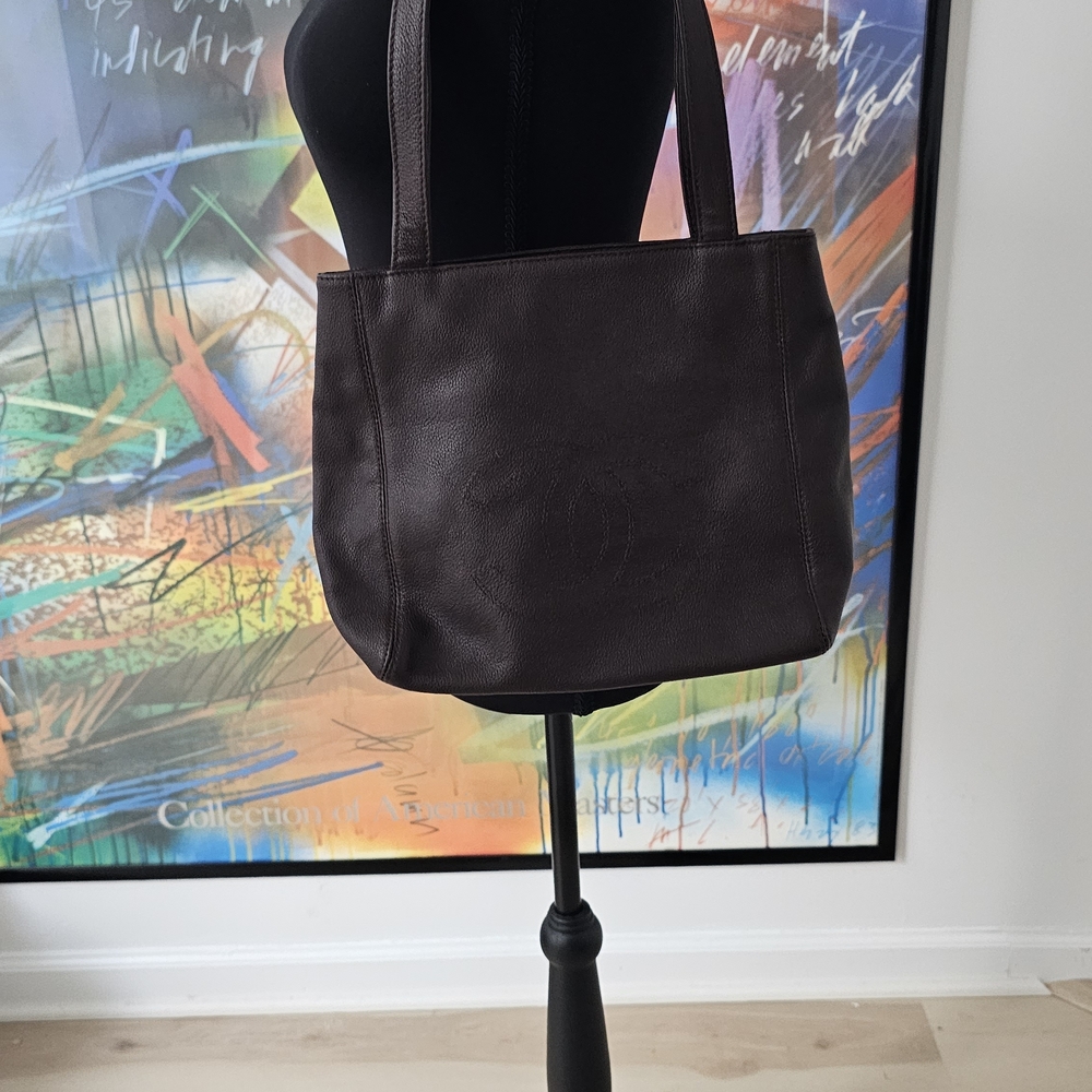 CHANEL Dark Brown Leather Shoulder Bag